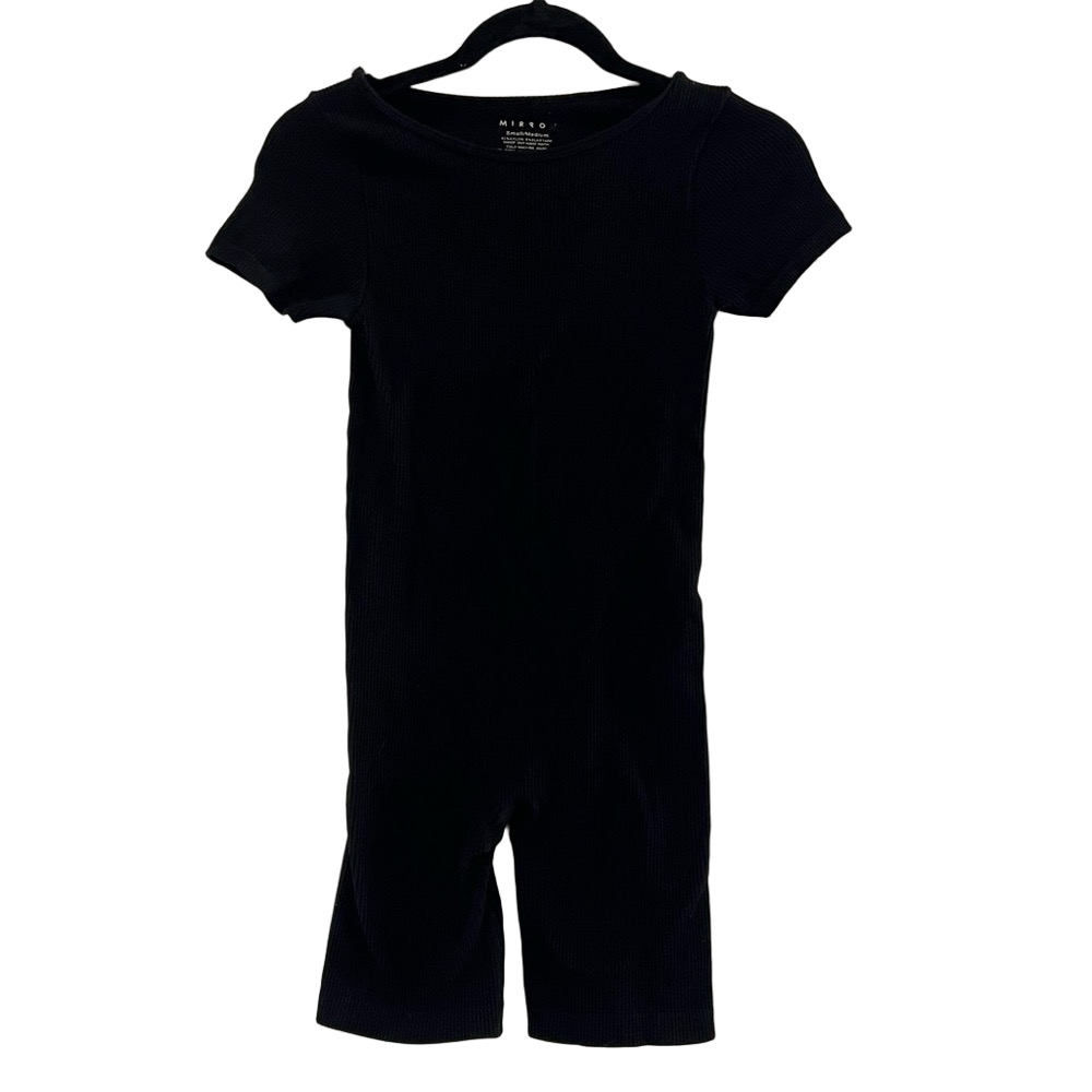 Mirrou Women’s Black Short Sleeve Ribbed Jumpsuit